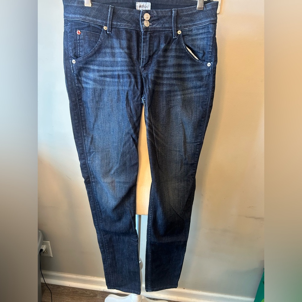 Hudson Jeans Women's Collin Flap Skinny Jeans in Deep Indigo.